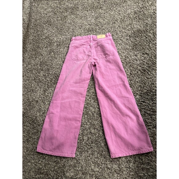 Zara Girls Size 11-12 Years Pink Wide Leg Jeans Button Fly 152 Cm - Picture 5 of 9